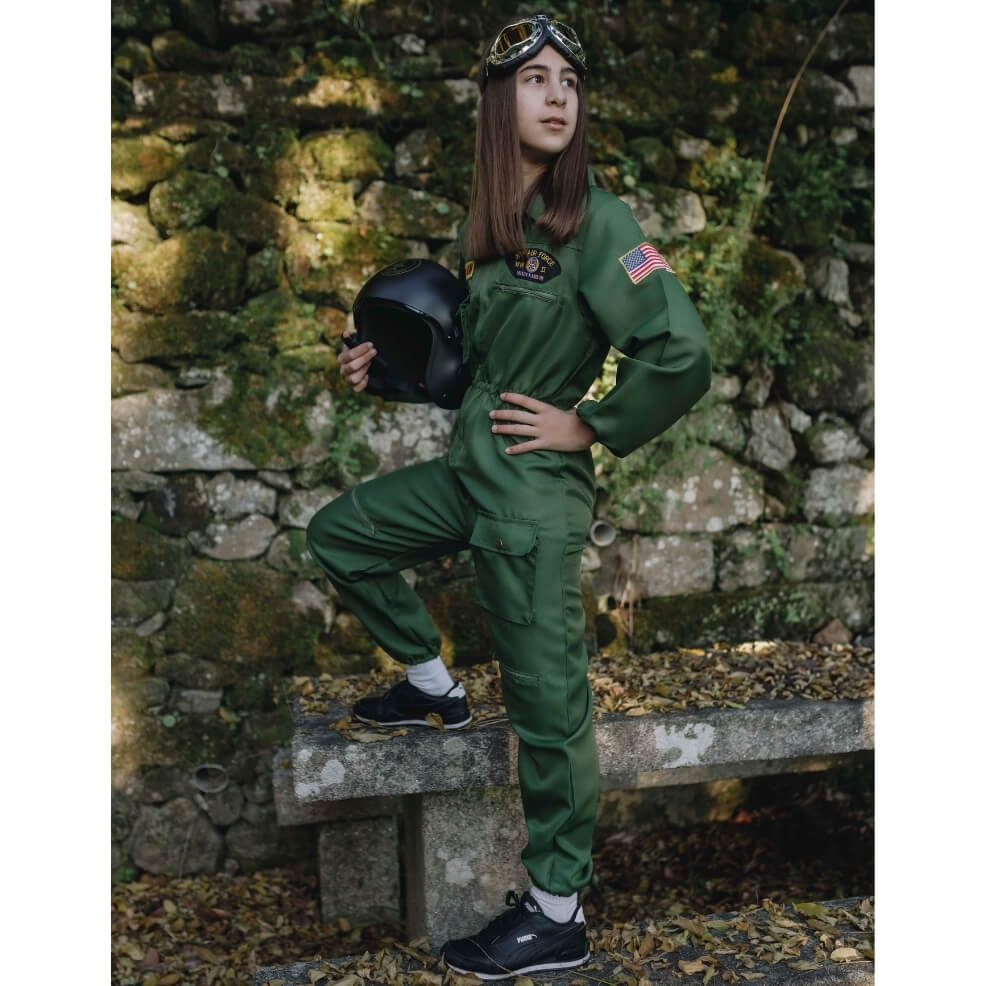 Fato de Piloto de Combate Verde para criança