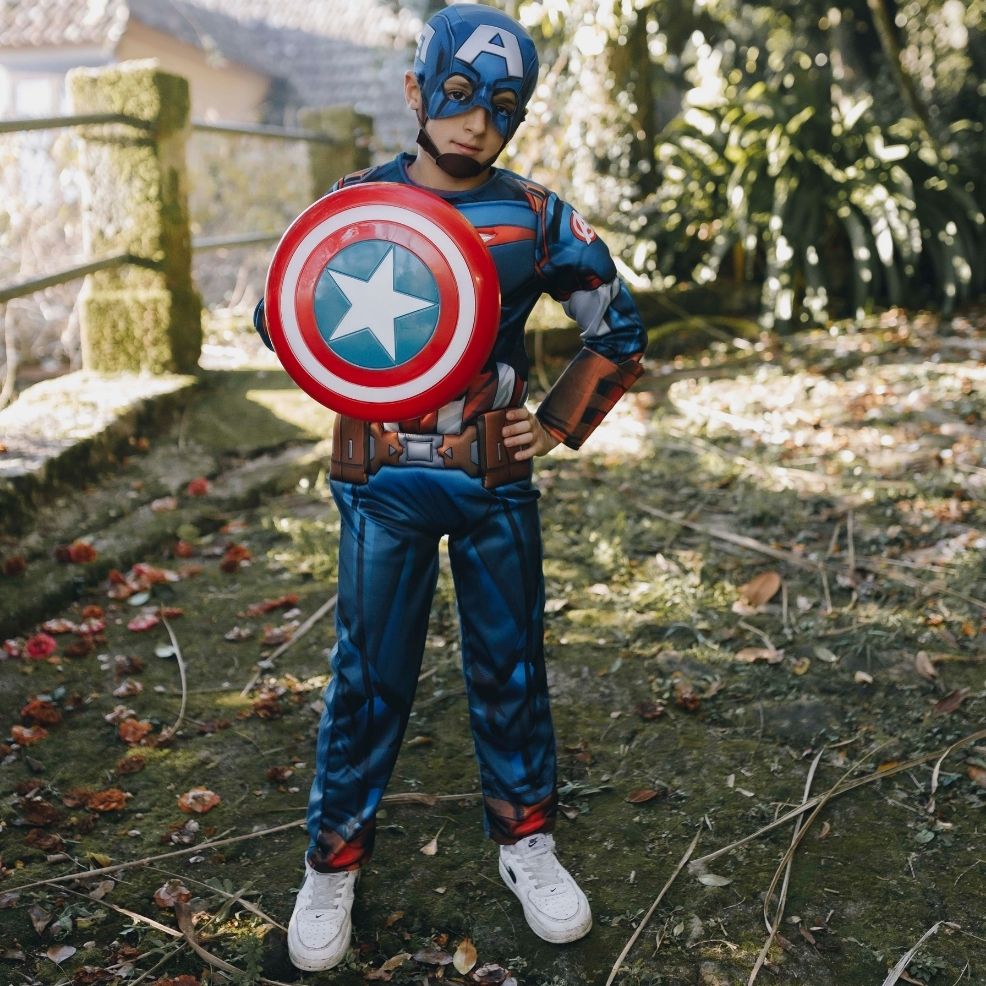 Fato de Capitán América™ Musculoso para criança