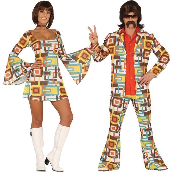 Fatos de casal de Anos 70 Retro