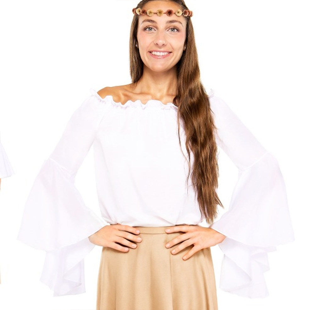 Blusa Medieval com Folhos para mulher