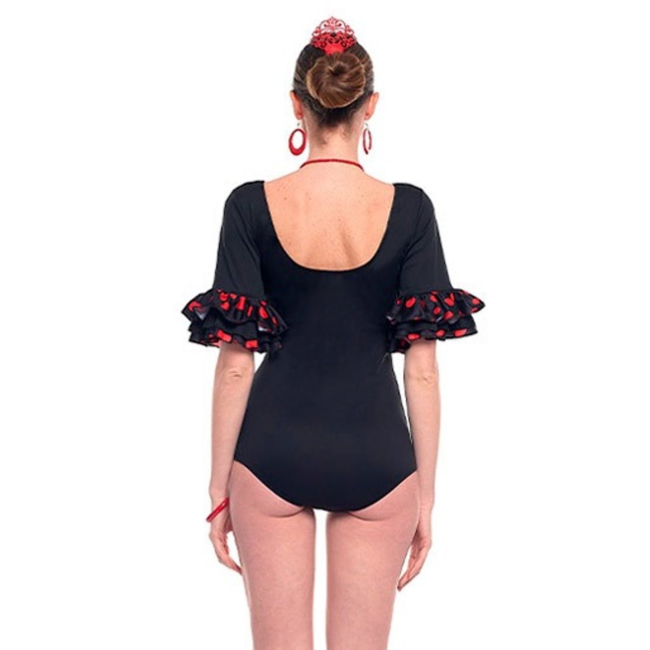 Body Flamenco Preto com Bolinhas