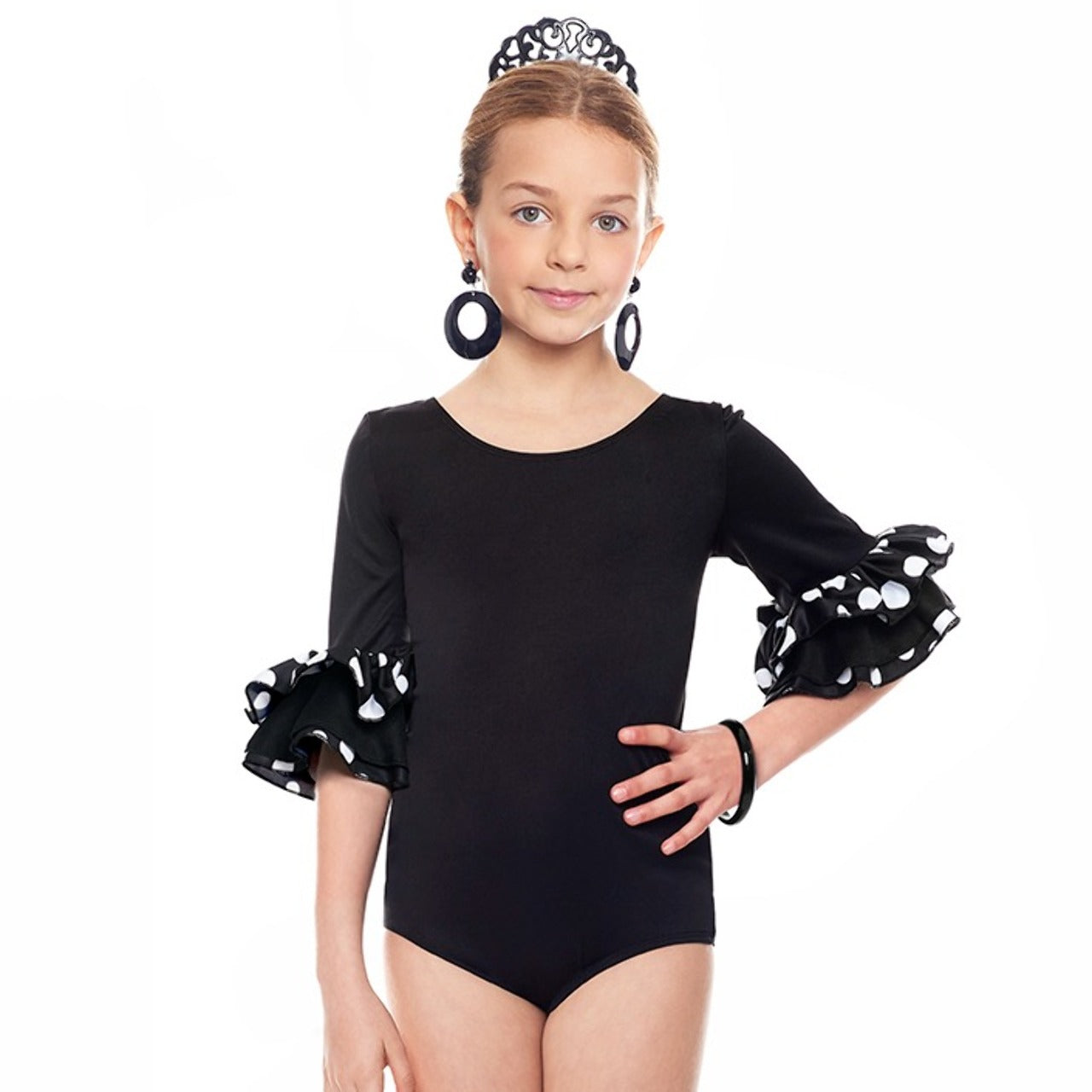 Body Flamenco Preto e Branco para Crianças