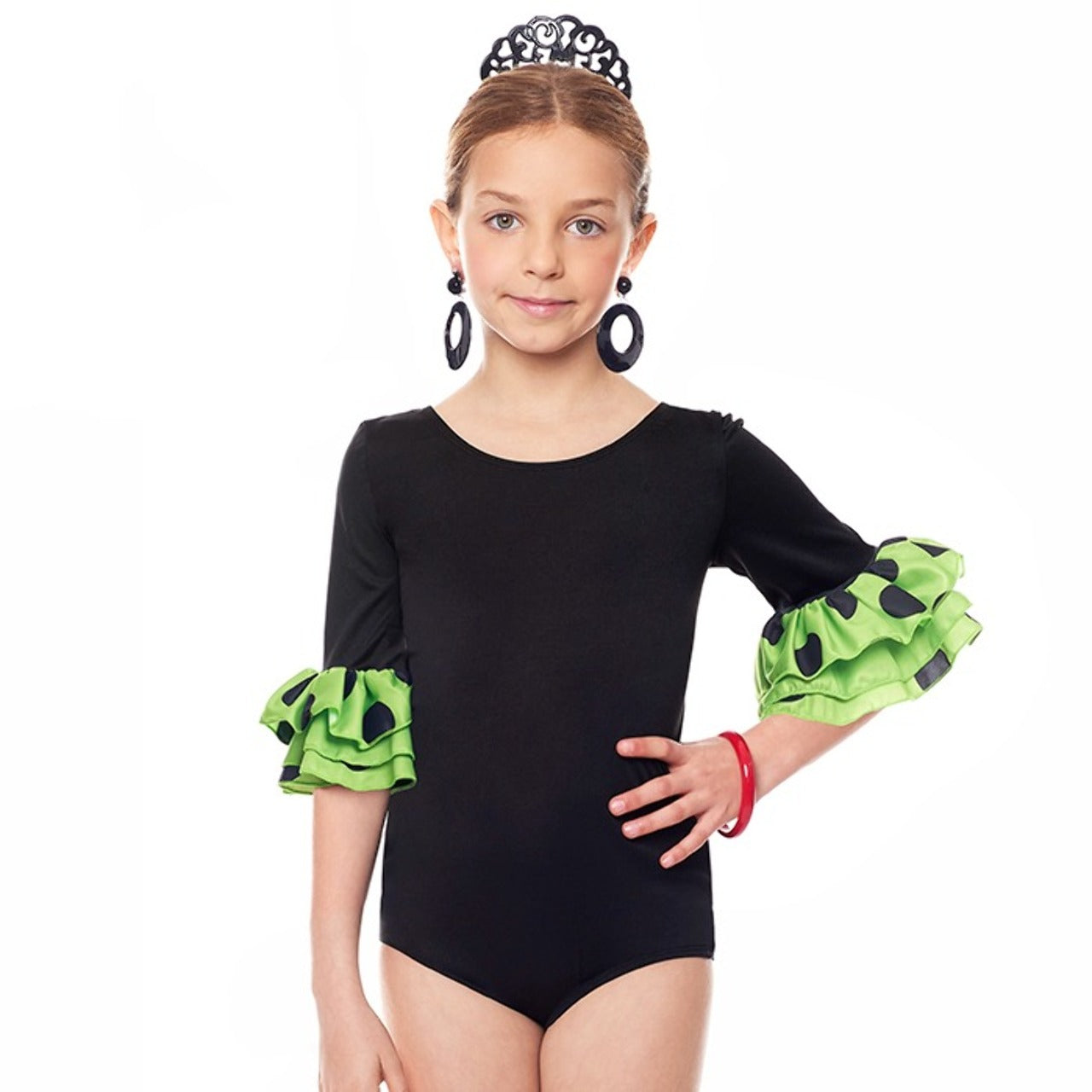 Body Flamenco Preto e Verde para Crianças