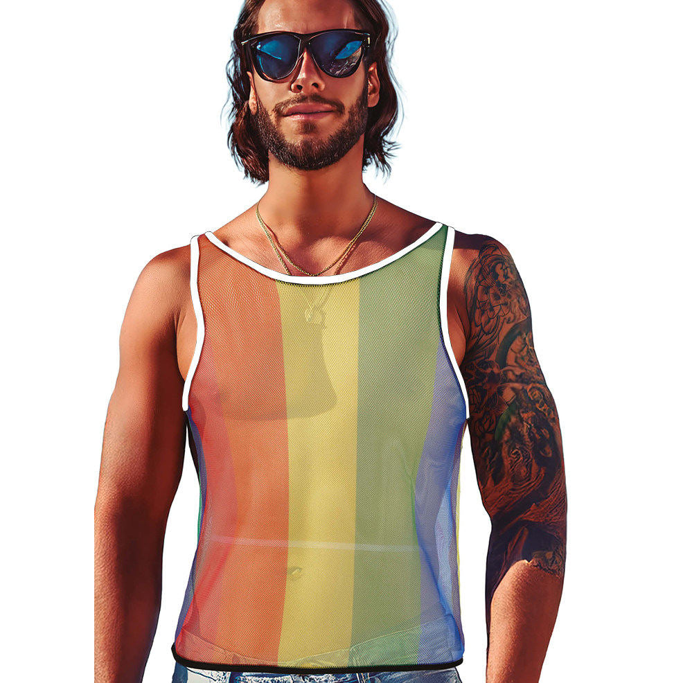 T-shirt de rede arco-íris