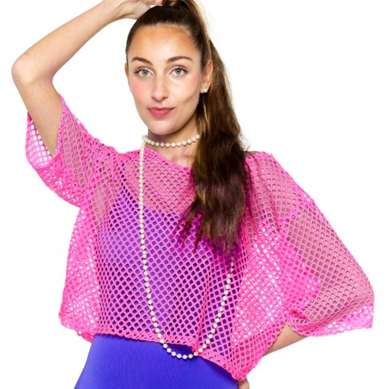 Camisola de Rede Fúcsia Anos 80 Eco