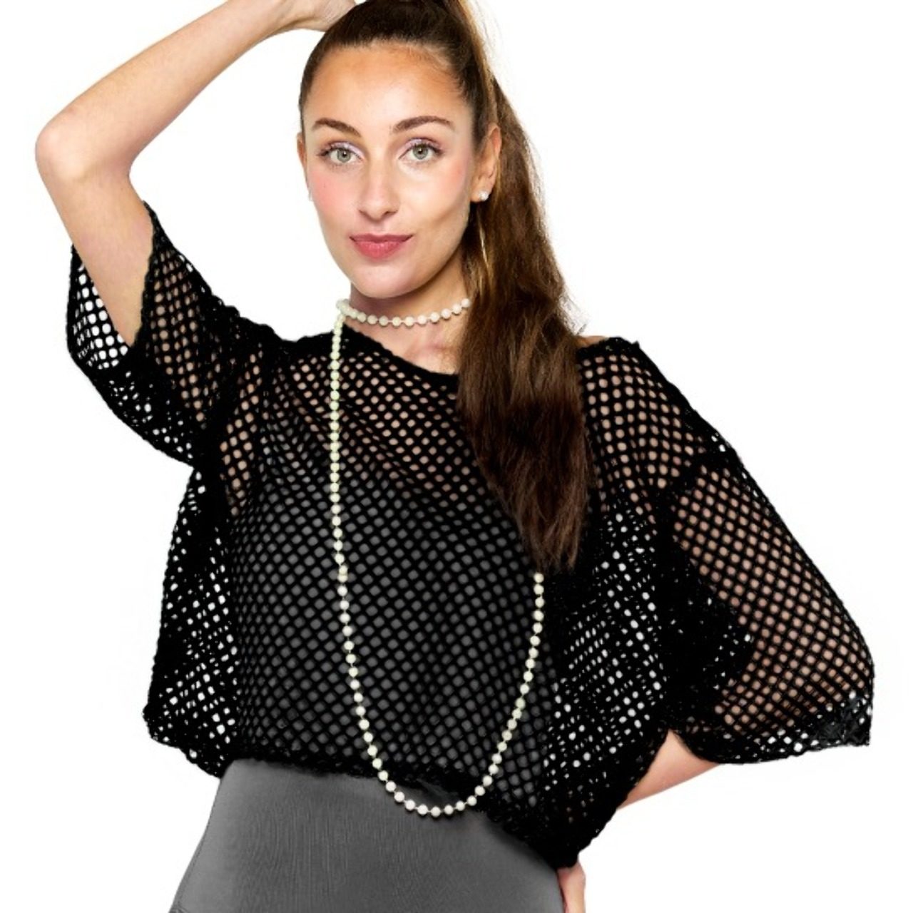 Camisola de Rede Preta Anos 80 Eco