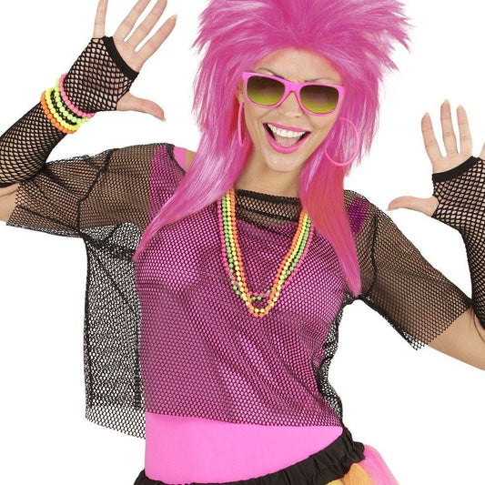 T-shirt de Malha Preta Anos 80