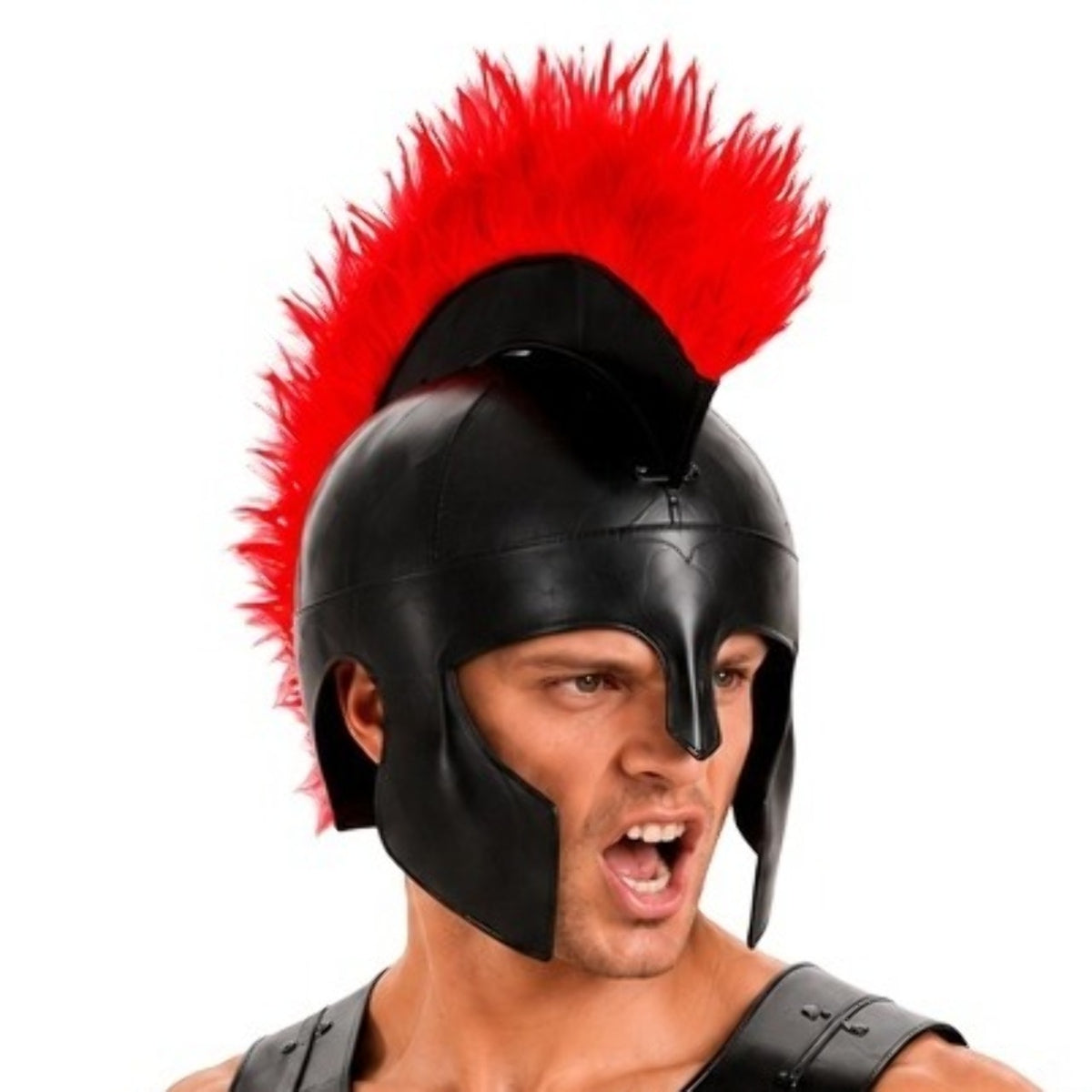 Capacete Romano Preto de Couro