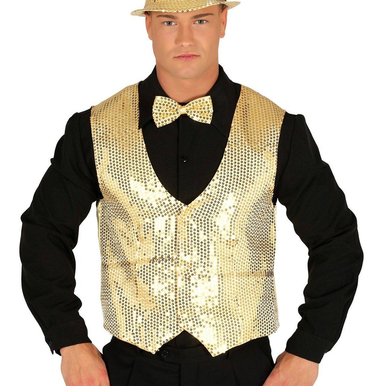 Colete de Lantejoulas Douradas adulto