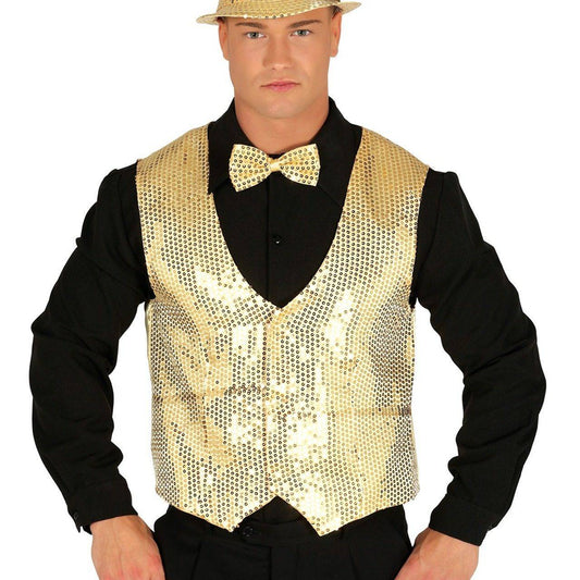 Colete de Lantejoulas Douradas adulto