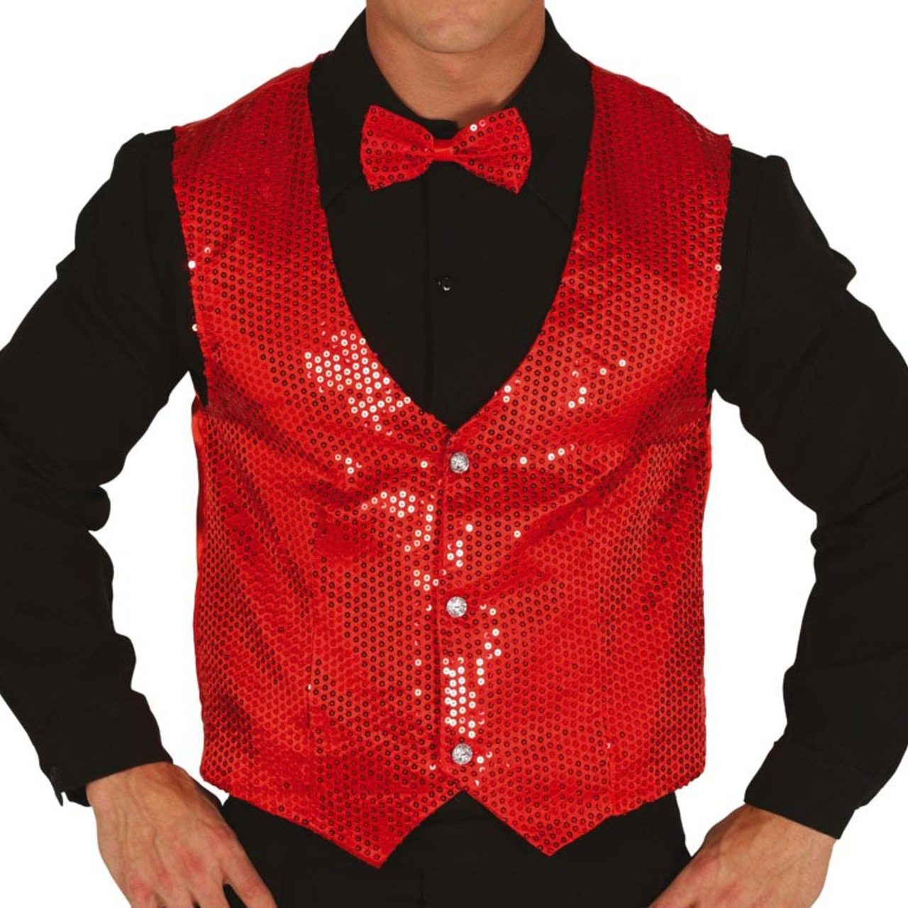 Colete de Lantejoulas Vermelho adulto