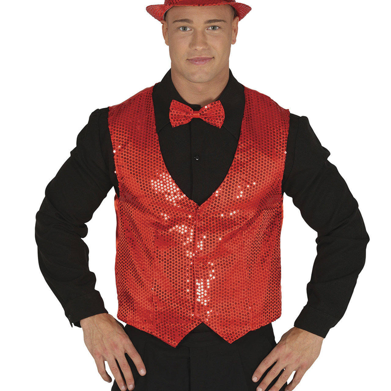Colete de Lantejoulas Vermelho adulto