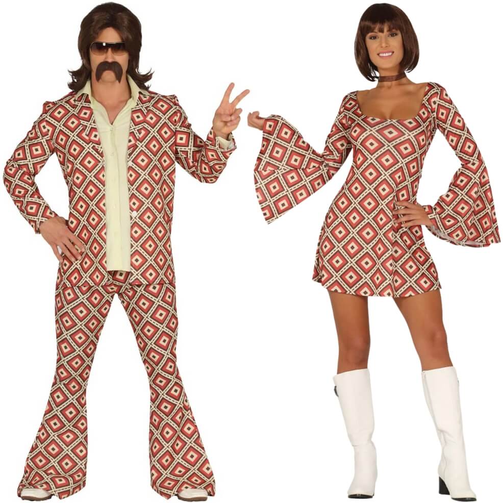 Fatos de casal dos Anos 70 Rombos