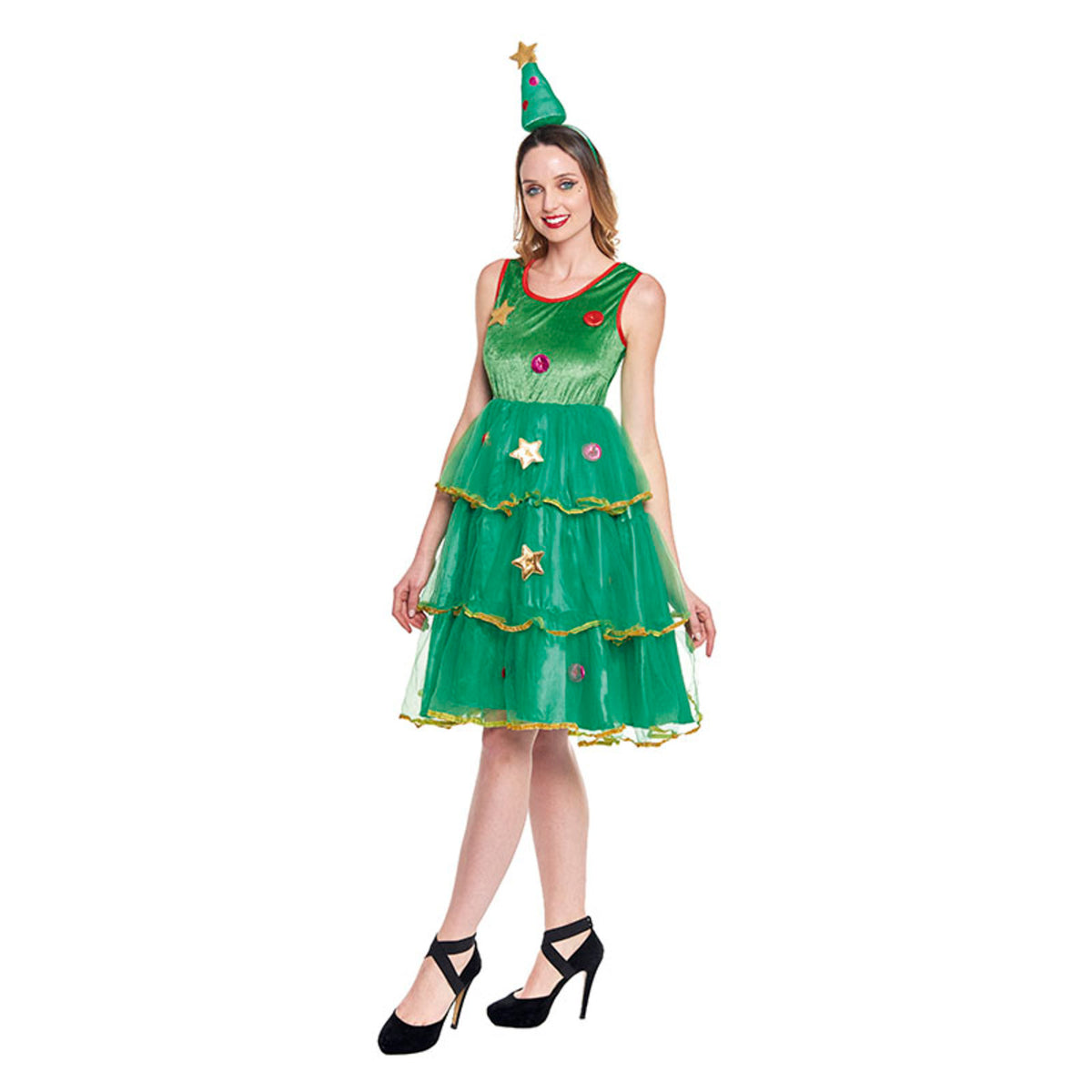 Fato de Árvore de Natal Verde para mulher