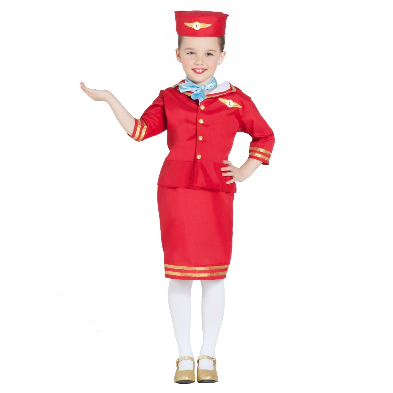 Fato de Hospedeira de Bordo Vermelho para menina
