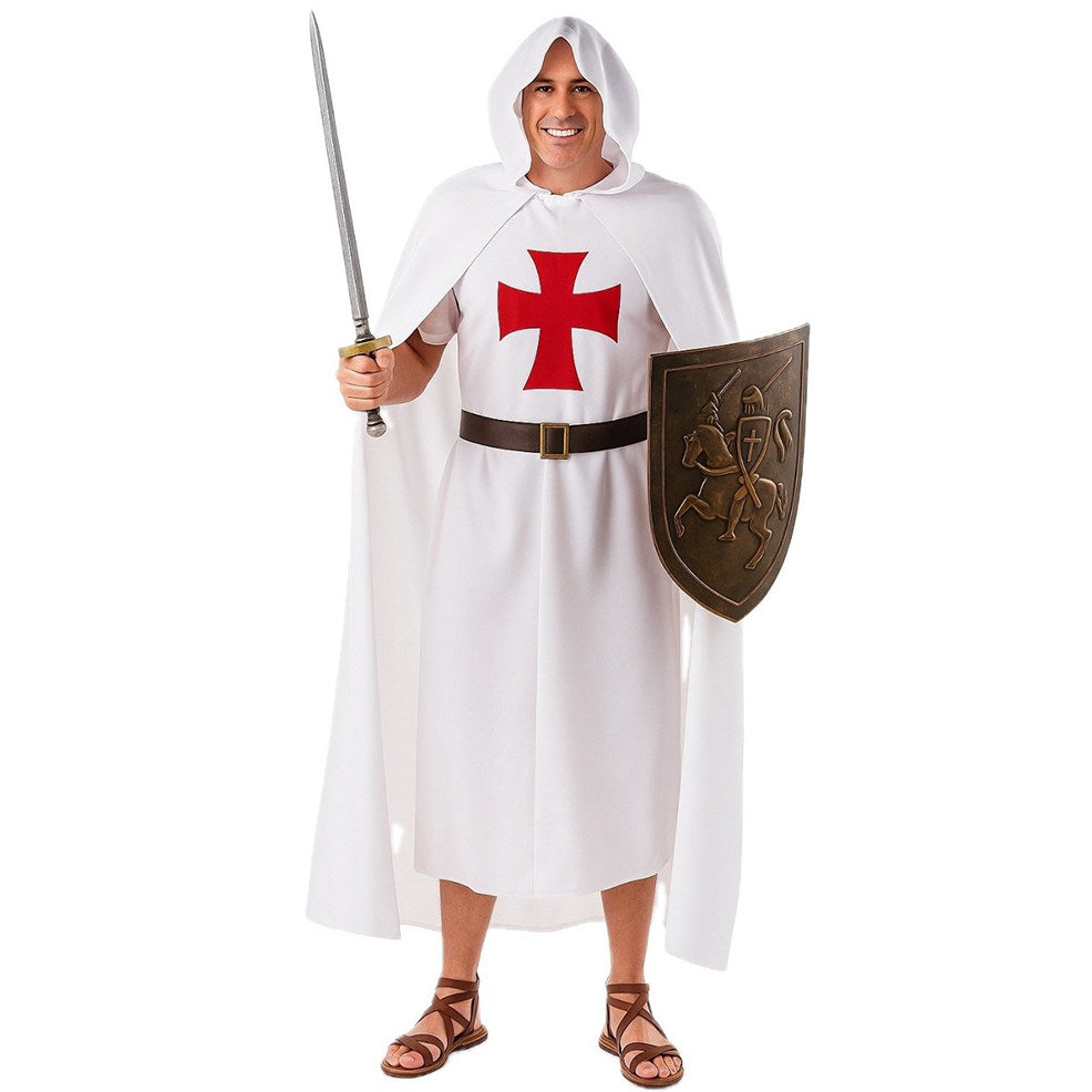 Fato de Cavaleiro Templário Branco para adulto