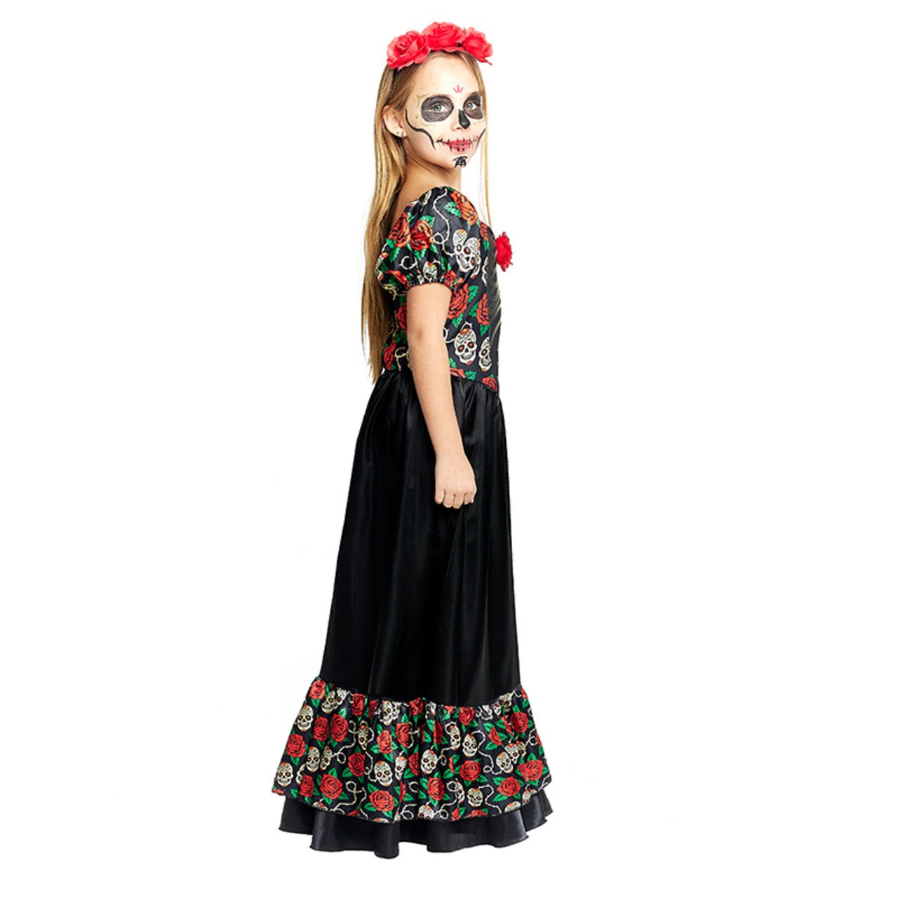 Fato de Catrina Mexicana Rosa para menina