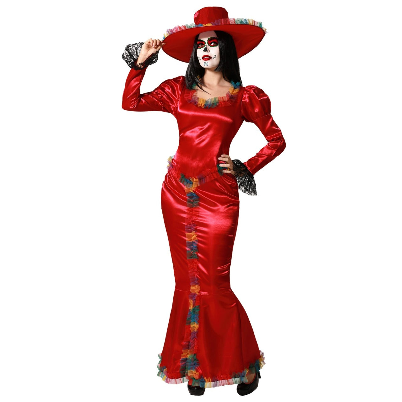 Fato de Catrina Vermelho para mulher