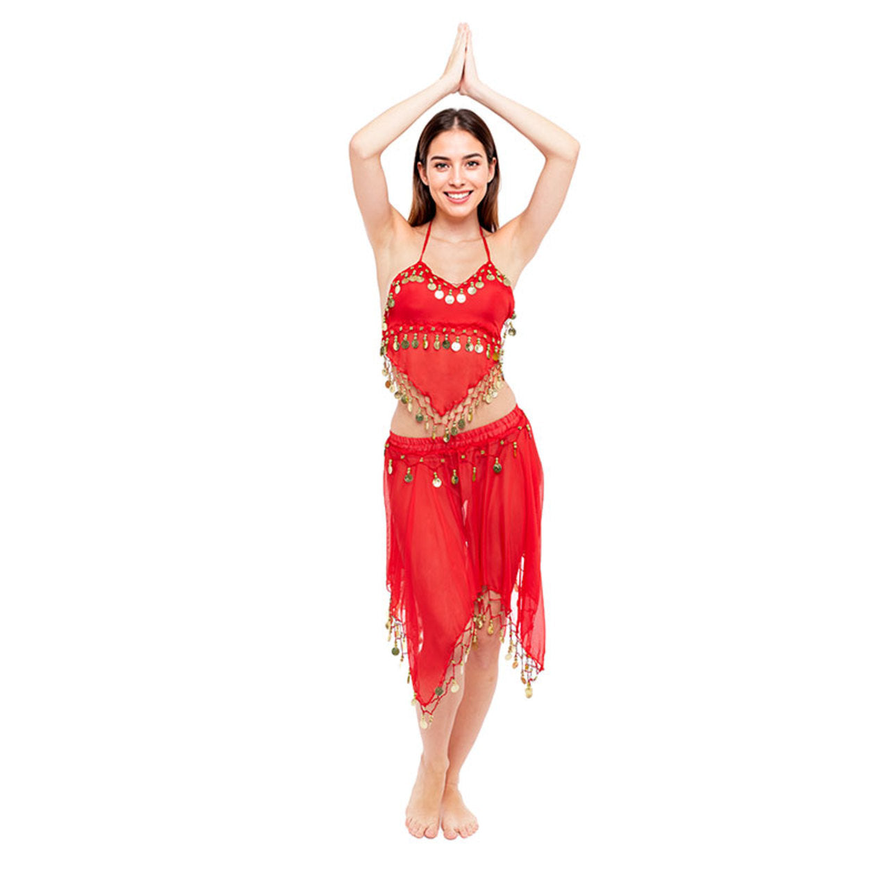 Fato de Dança do Ventre Saia Vermelha para mulher