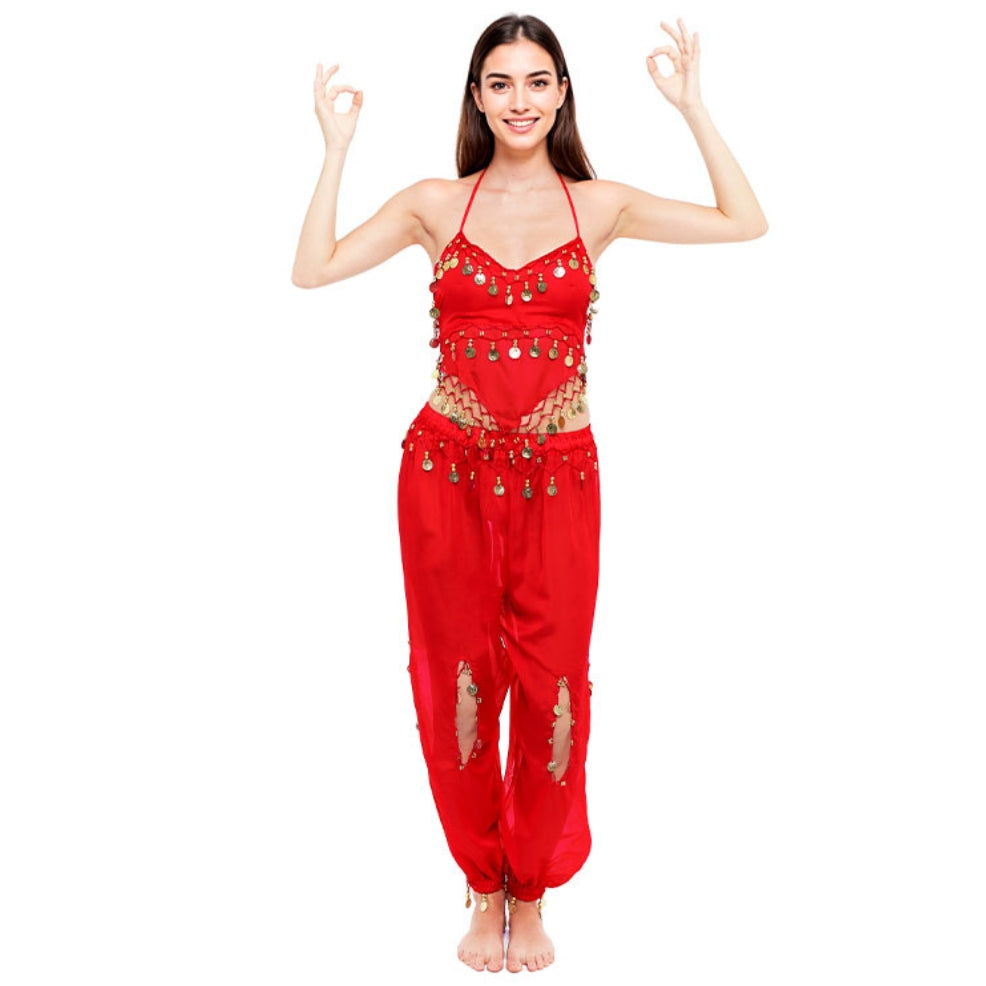 Fato de Dança do Ventre Vermelho para mulher