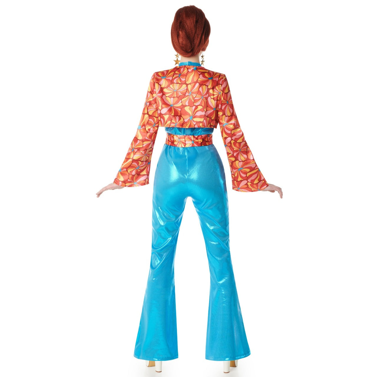 Fato de Disco Floral Anos 70 para mulher