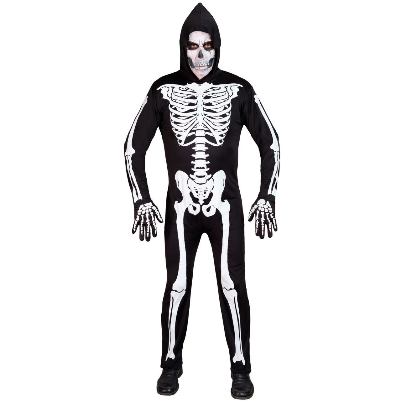 Fato de Esqueleto com Capuz eco para adulto