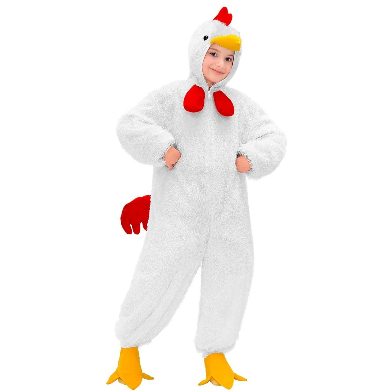 Fato de Galo Branco de Peluche para criança