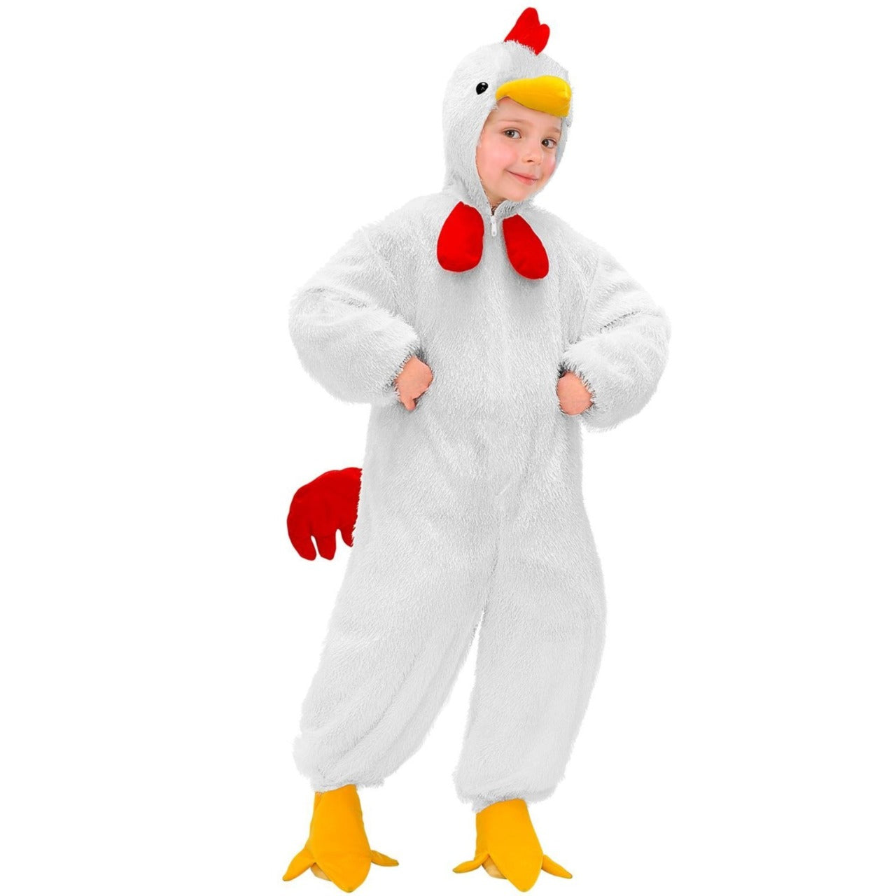 Fato de Galo Branco de Peluche para criança