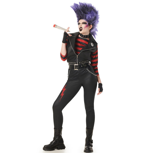 Fato de Rocker Punky Riscas para mulher