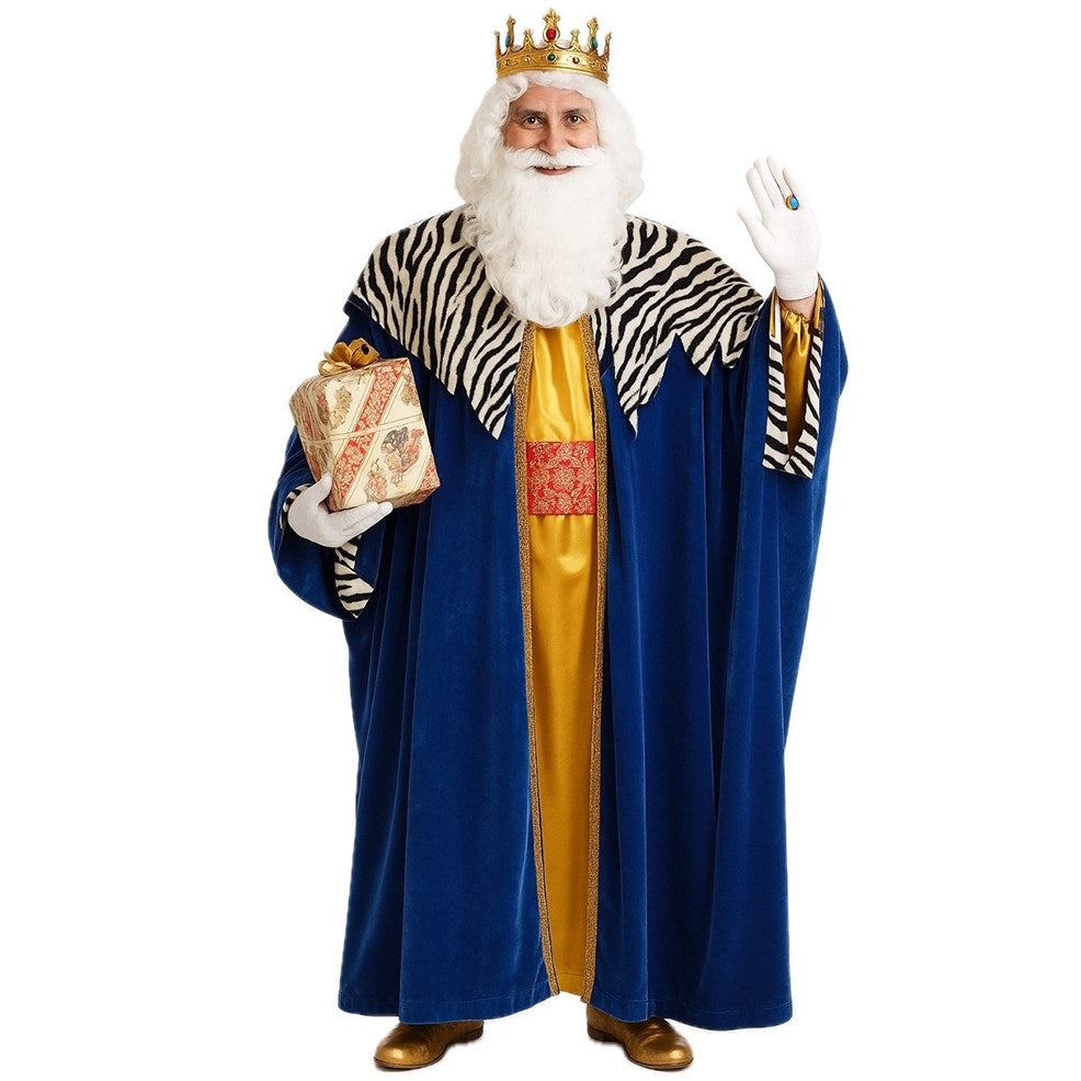 Fato de Rei Mago Melchior Padrão Zebra para adulto