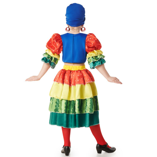 Fato de Rumbera multicolorido para menina