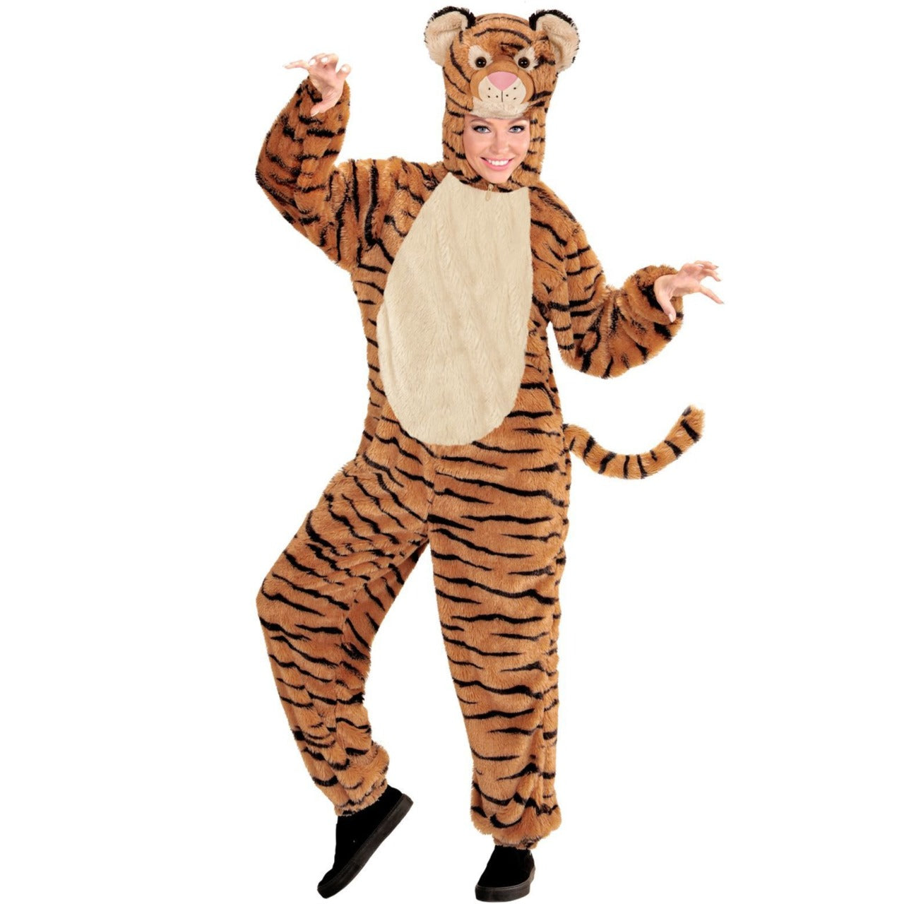 Fantasia de tigre de pelúcia para adulto