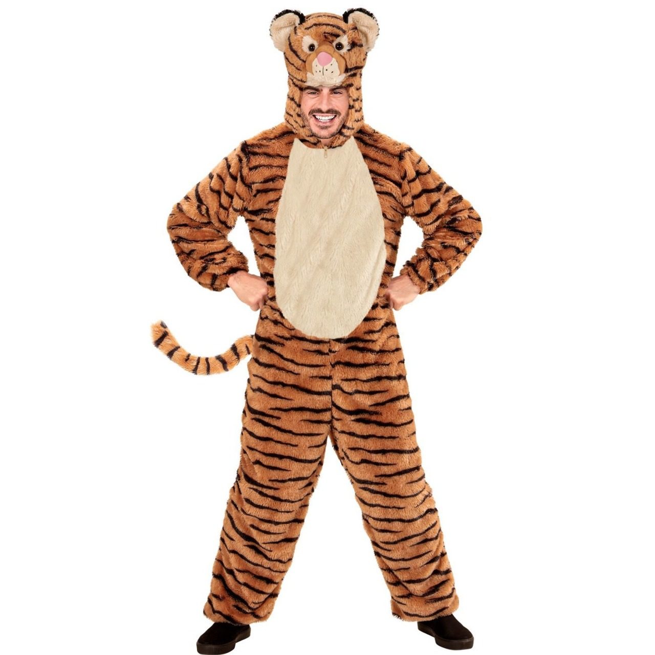 Fantasia de tigre de pelúcia para adulto