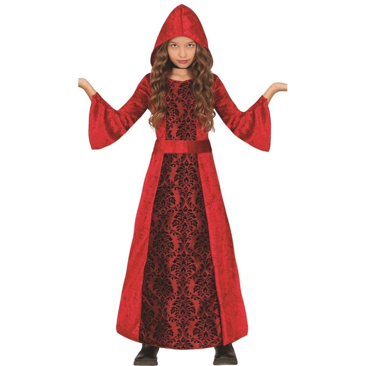 Fato de Vampira Gótica Vermelha para menina