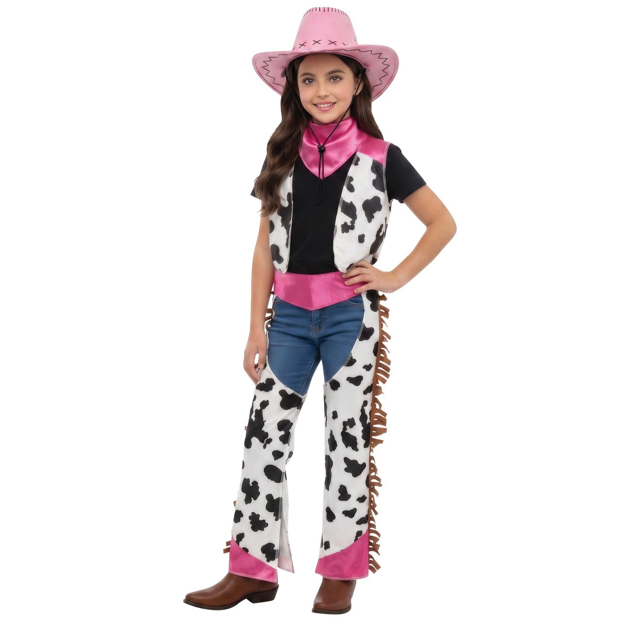 Fato de Vaqueira Rosa para menina