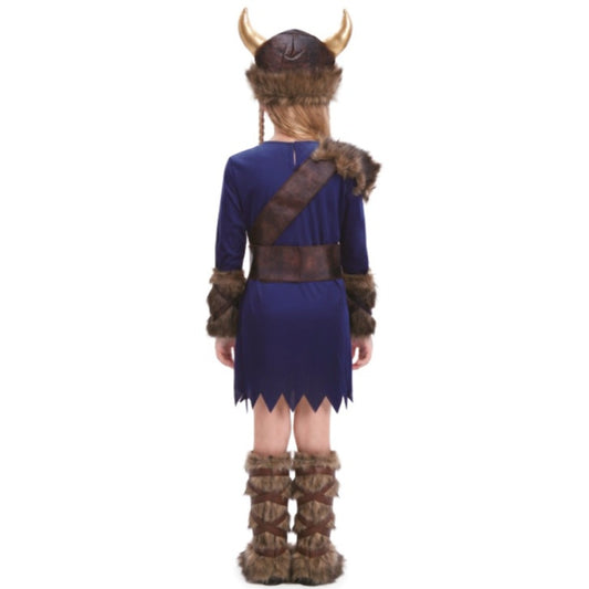 Fato de Vikinga Azul para menina