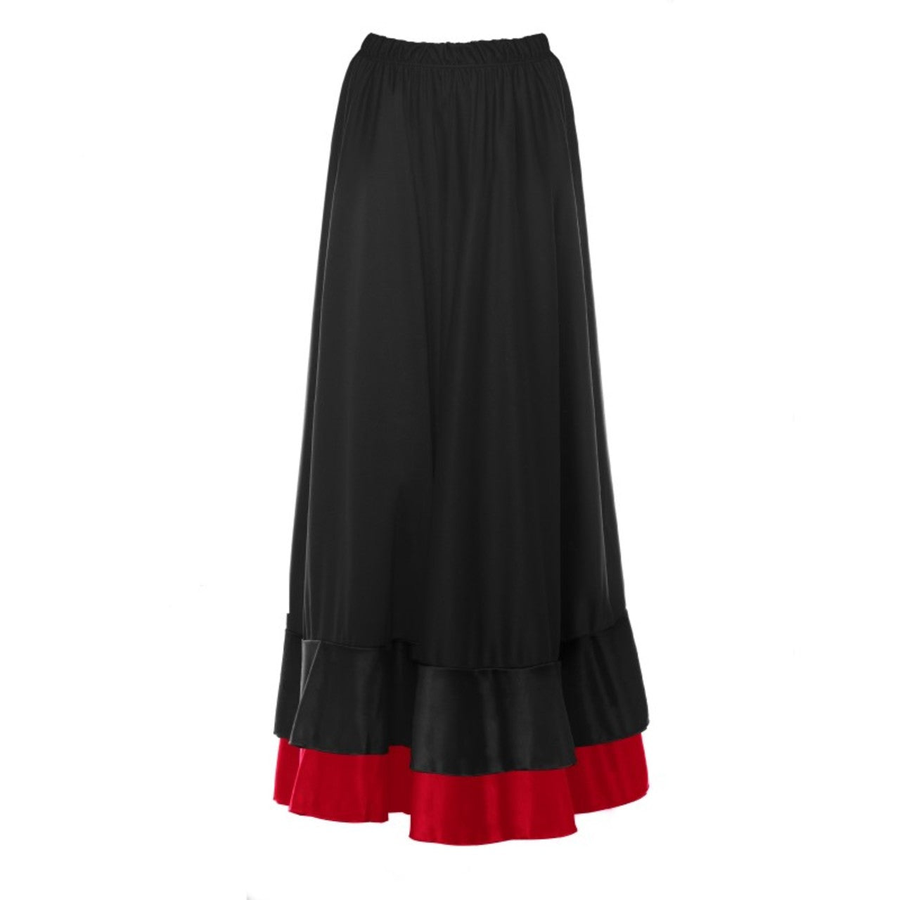 Saia Flamenco Preta com Babado Duplo Bicolor