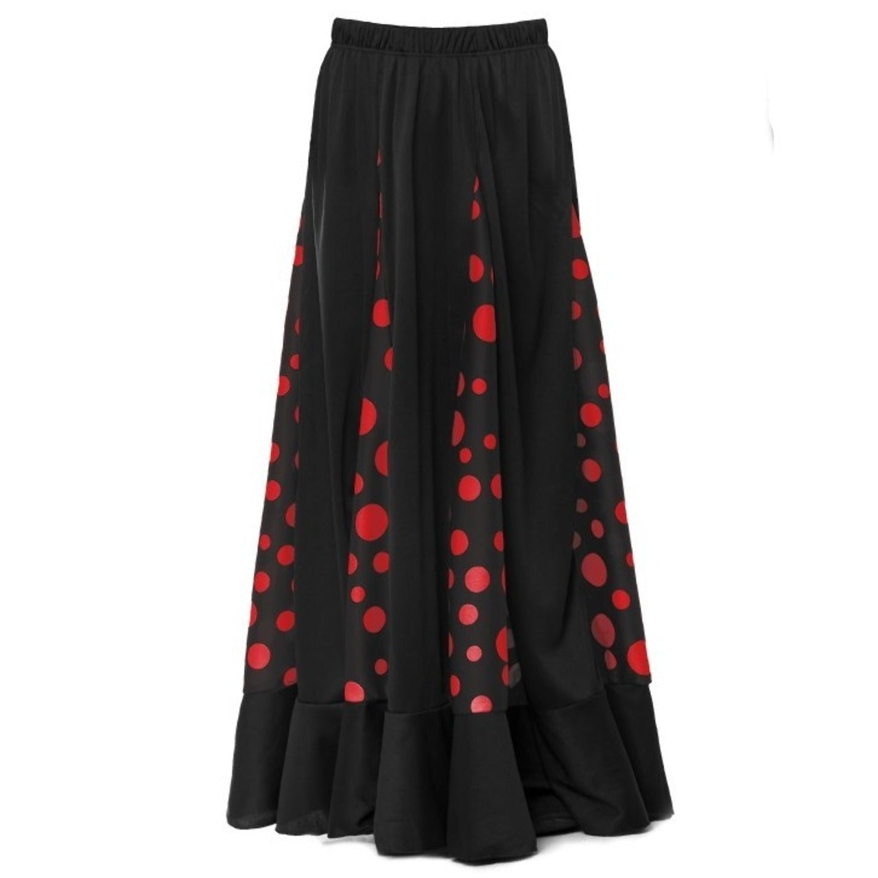 Saia de Flamenco Preta e Vermelha com Quilhas para crianças