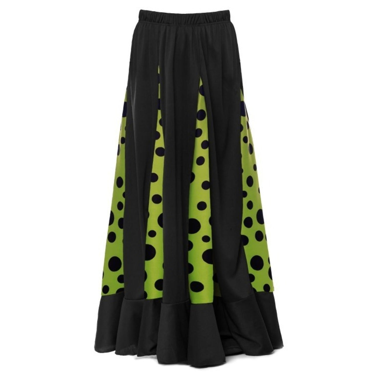 Saia Flamenco Preta e Verde com Quilhas para Crianças