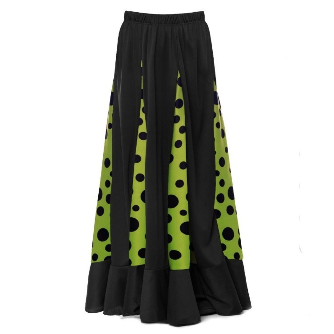 Saia Flamenca Preta e Verde com Quilhas