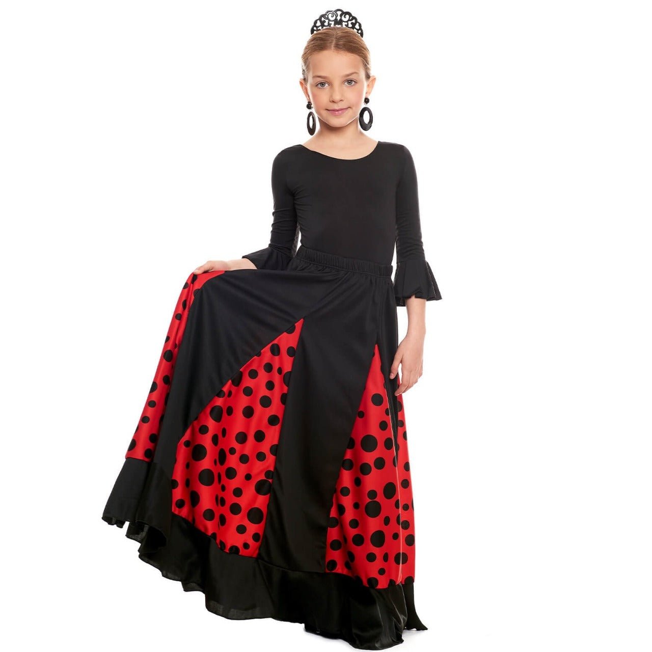Saia Flamenca com Quilhas Pretas Infantil