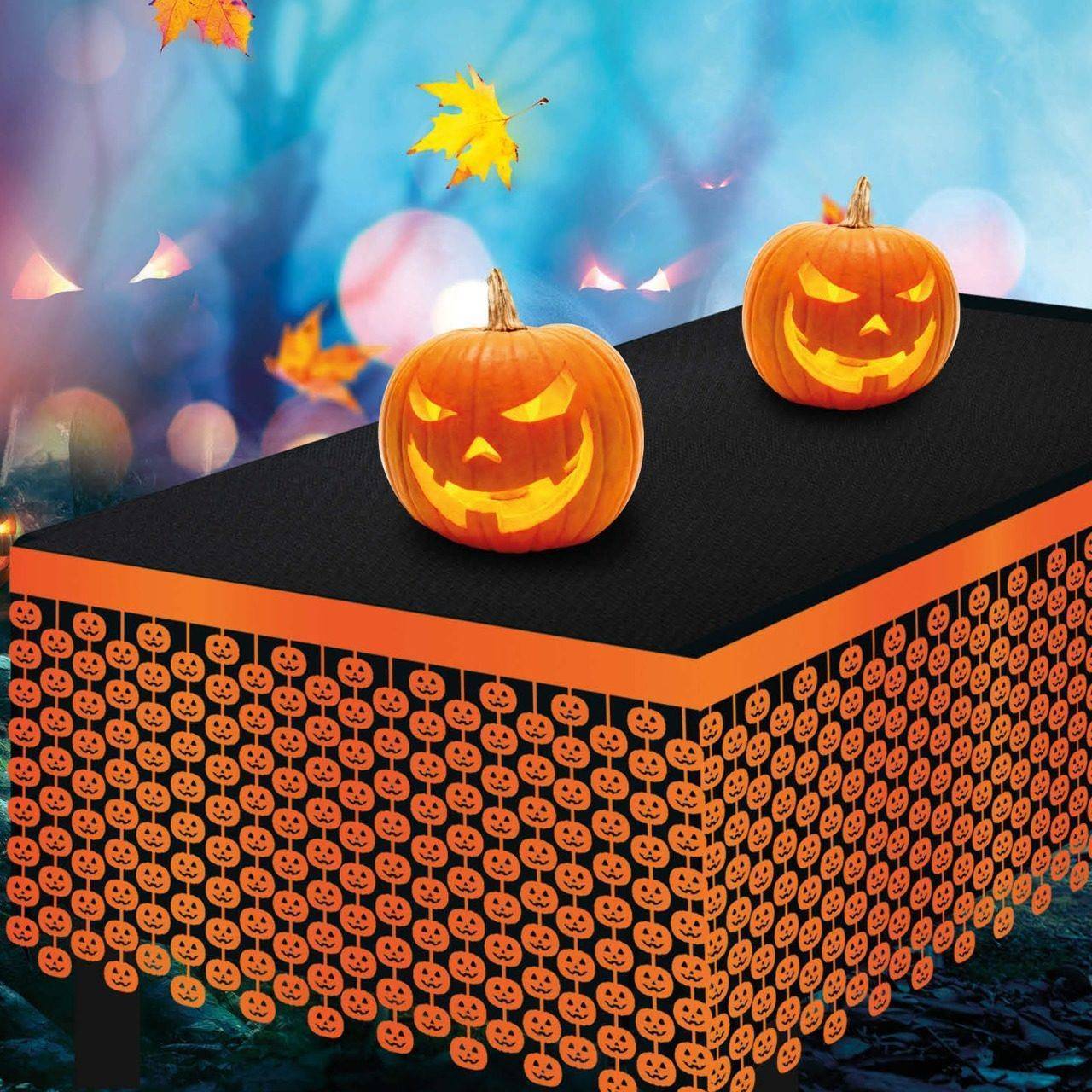 Saia de mesa com caveiras laranja