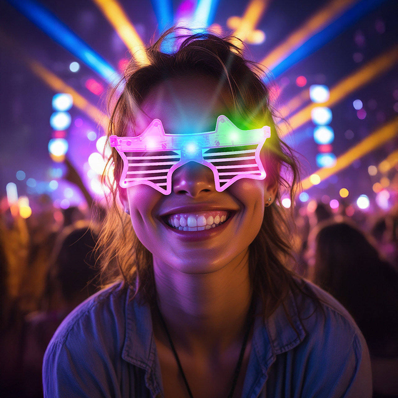 Óculos Estrelas com Luzes Led (Cores sortidas)