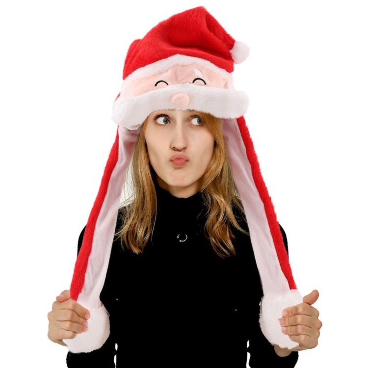 Gorro de Pai Natal com Orelhas Móveis e Luz