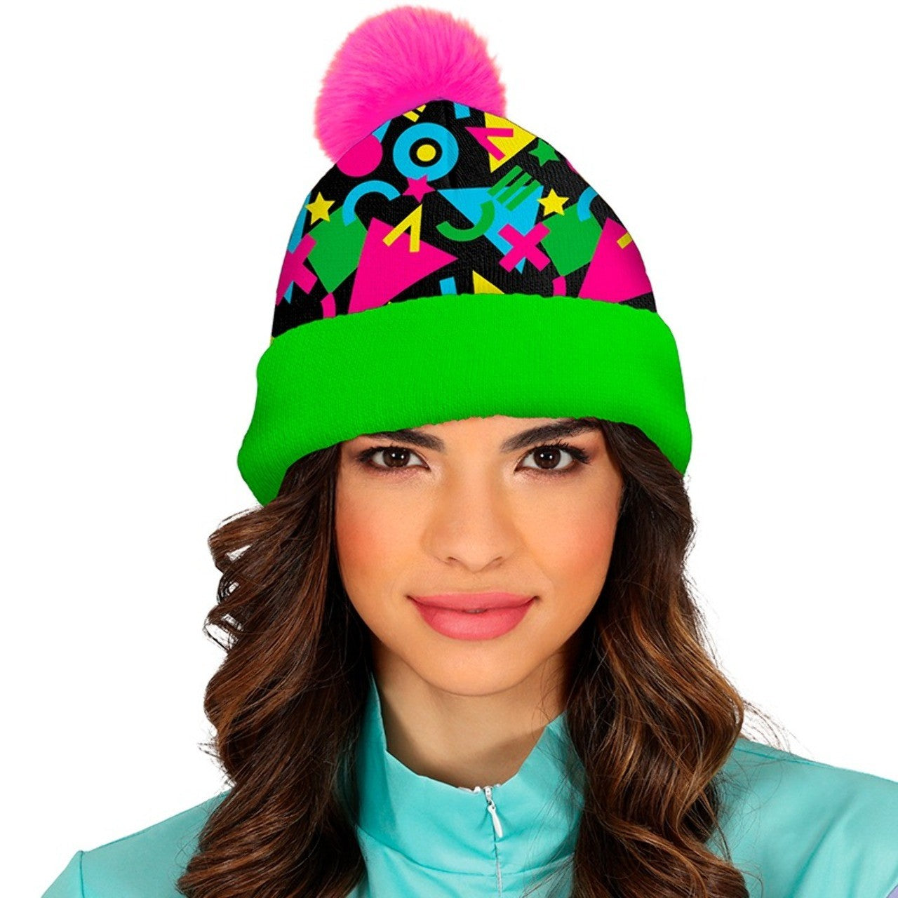 Gorro de Lã Rosa e Verde