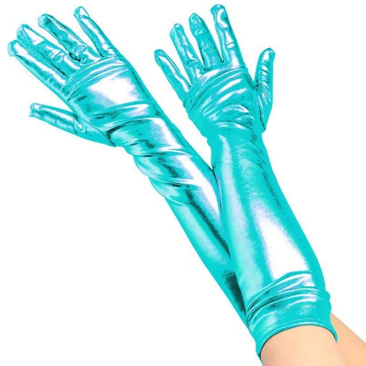 Luvas Longas Metálicas Azul Claro