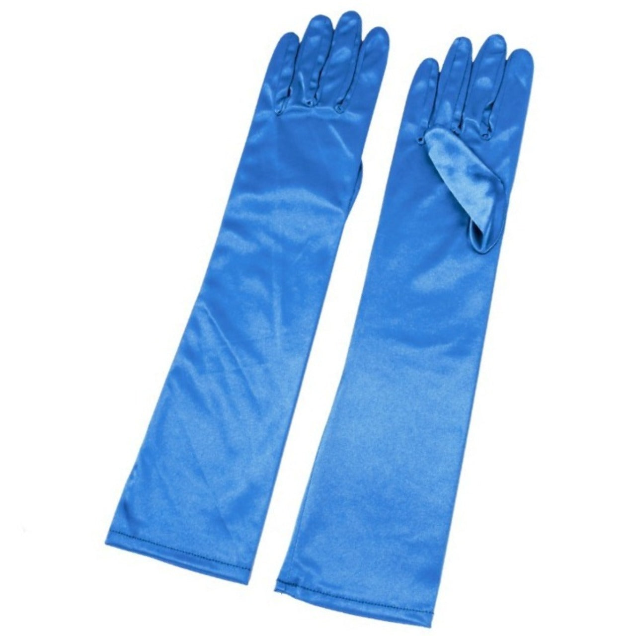 Luvas Longas de Cetim Azul