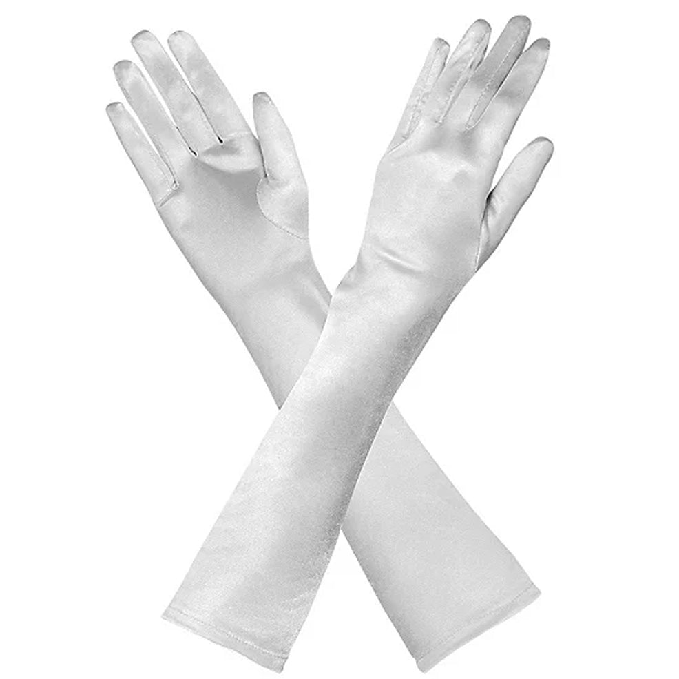 Luvas Brancas Compridas de Cetim