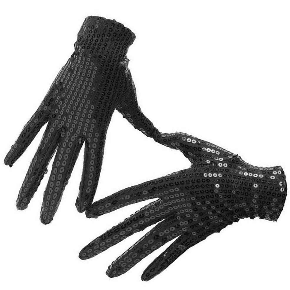 Luvas de lantejoulas pretas