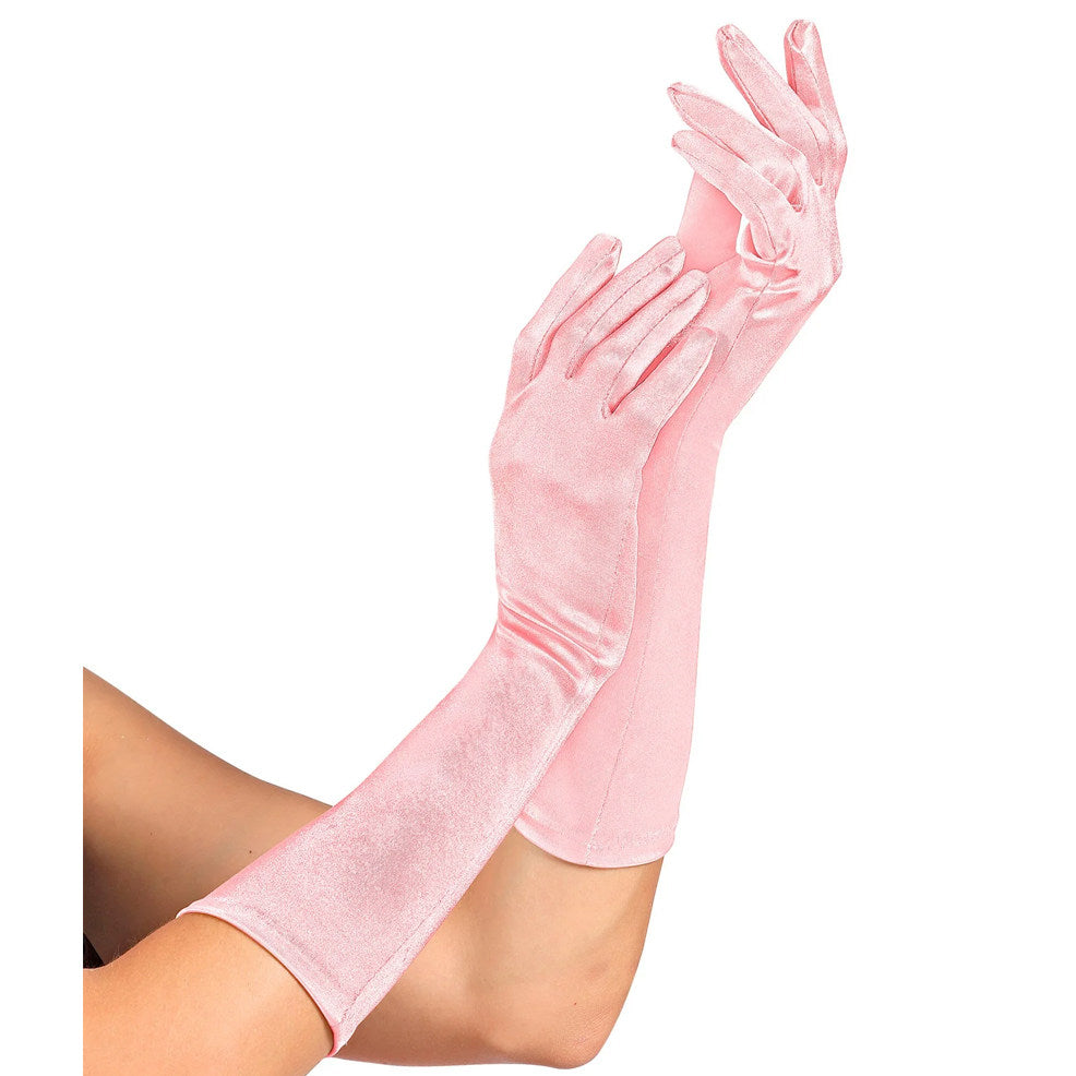 Luvas Longas de Cetim Rosa